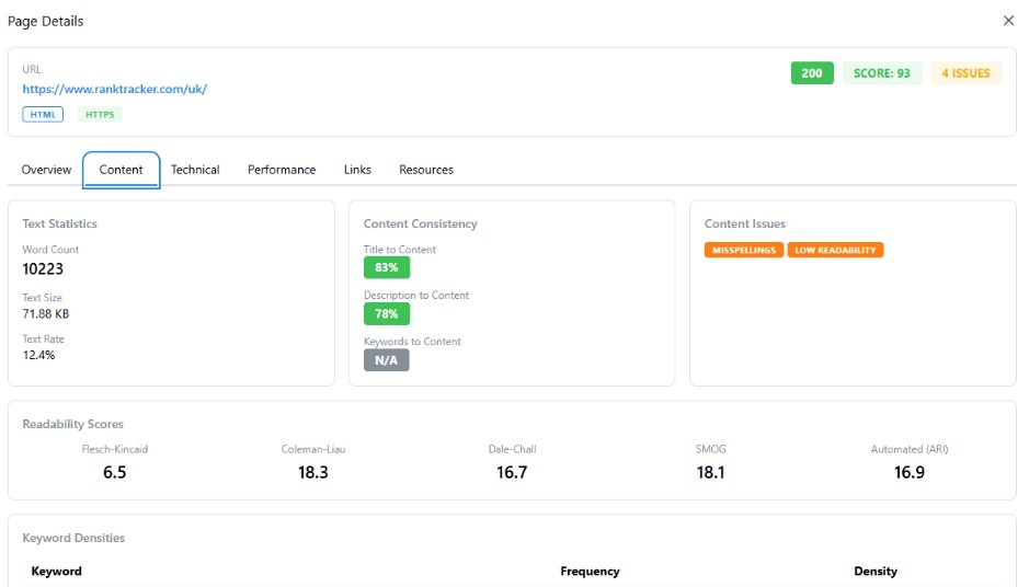 Check landing-page alignment